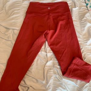 Lululemon salmon colored crops